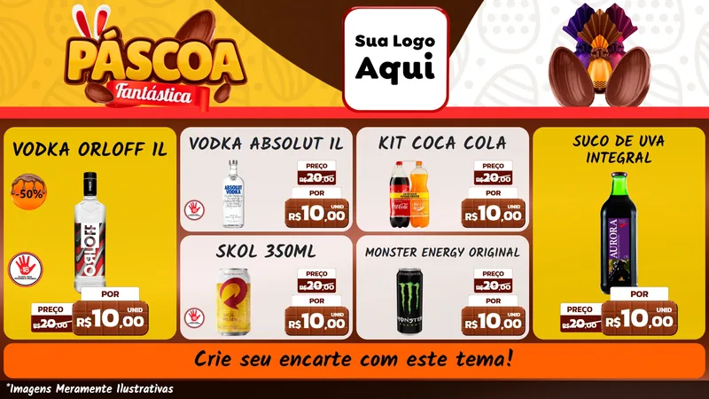 Modelo de TV para TV Horizontal com o tema Páscoa Fantástica para Distribuidora de bebidas