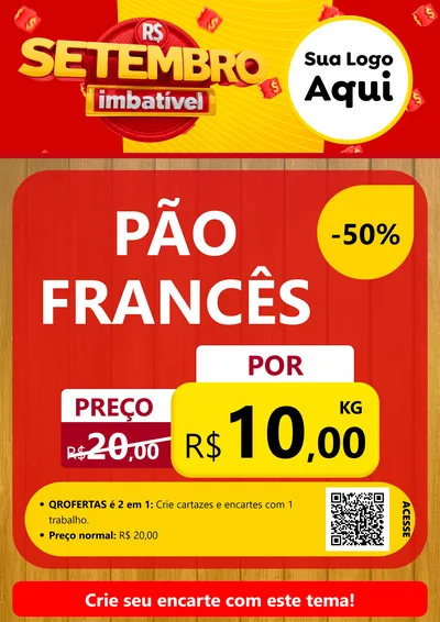 Modelo de Cartaz para Cartaz A4 Vertical com o tema Setembro Imbatível para Padaria