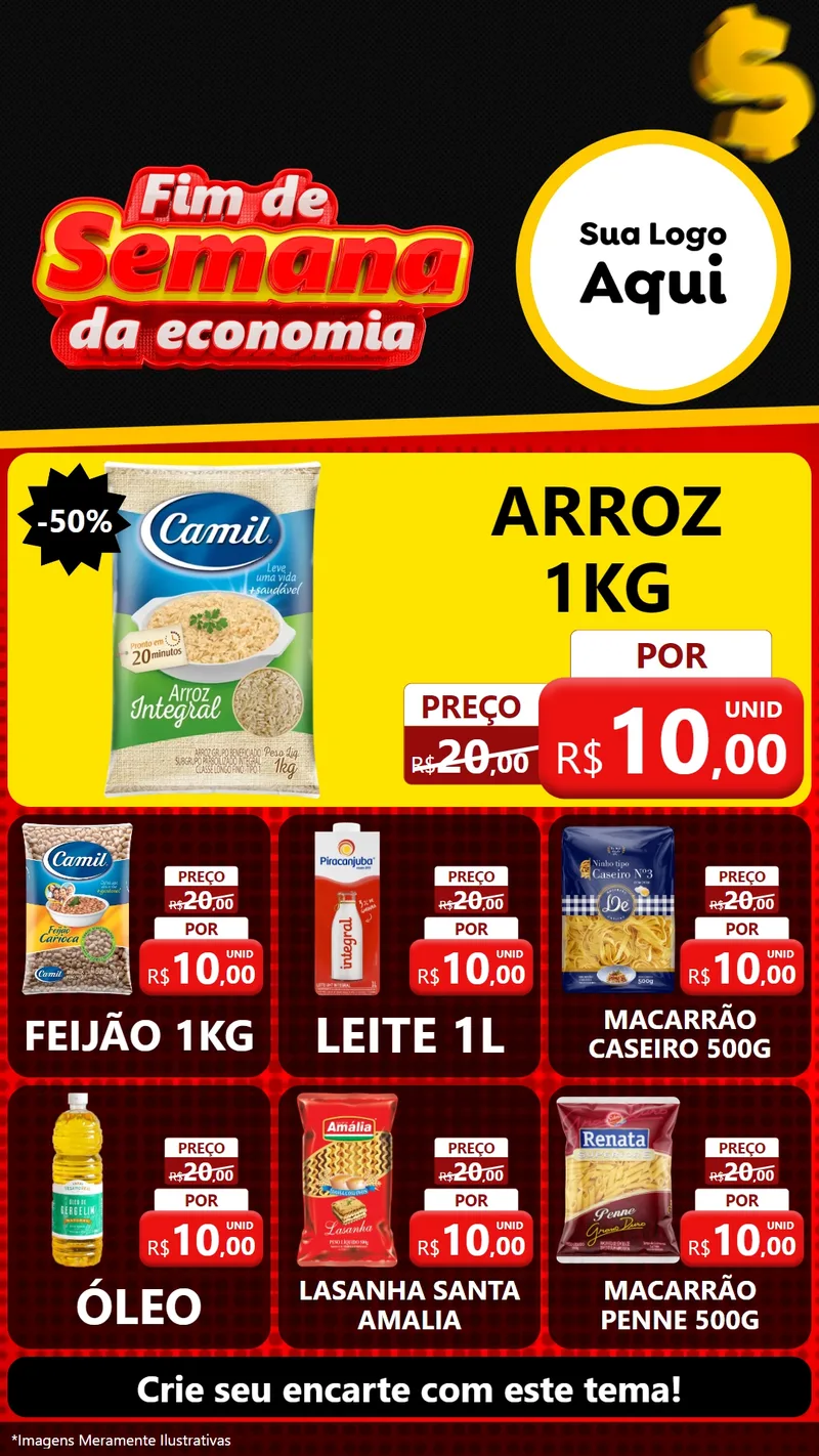 Modelo de Rede Social para Stories com o tema Fim de Semana da Economia para Supermercado