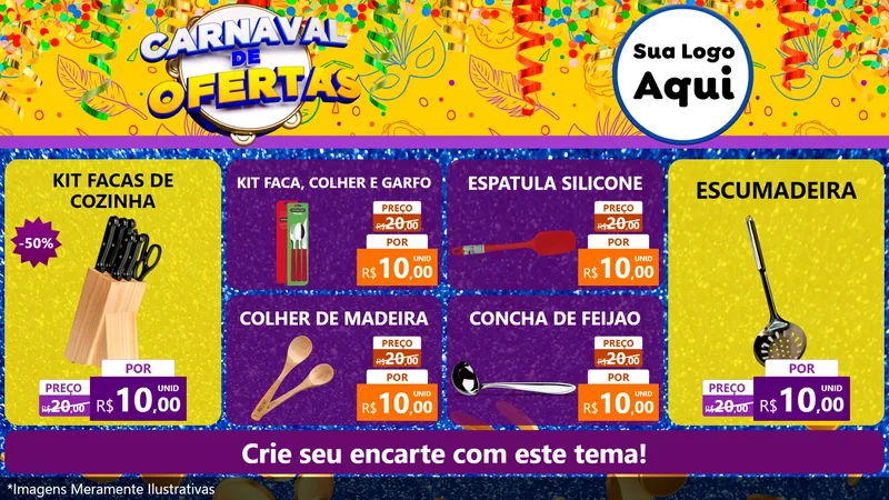 Modelo de TV para TV Horizontal com o tema Carnaval de Ofertas para Utilidades Domésticas