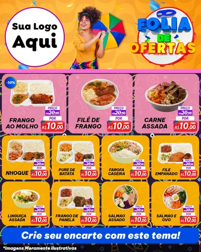 Modelo de Rede Social para Feed Instagram com o tema Folia de Ofertas para Restaurante