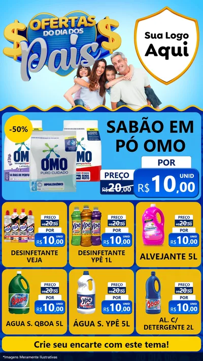 Modelo de Rede Social para Stories com o tema Ofertas do Dia dos Pais para Produtos de Limpeza