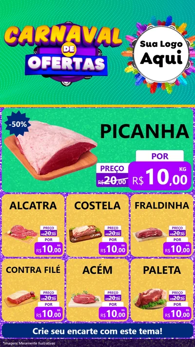 Modelo de Rede Social para Stories com o tema Carnaval de Ofertas para Açougue