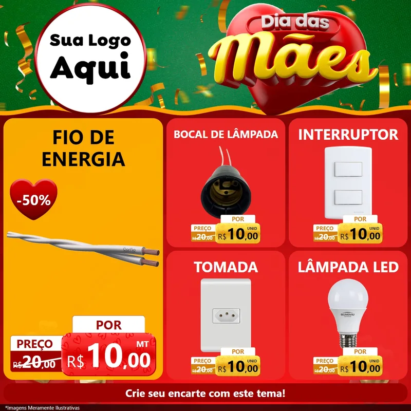 Modelo de Rede Social para Feed Facebook com o tema Dia das Mães para Materiais Elétricos