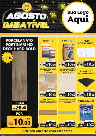 Modelo de Encarte para Encarte A4 Vertical com o tema Agosto Imbatível para Pisos e revestimentos