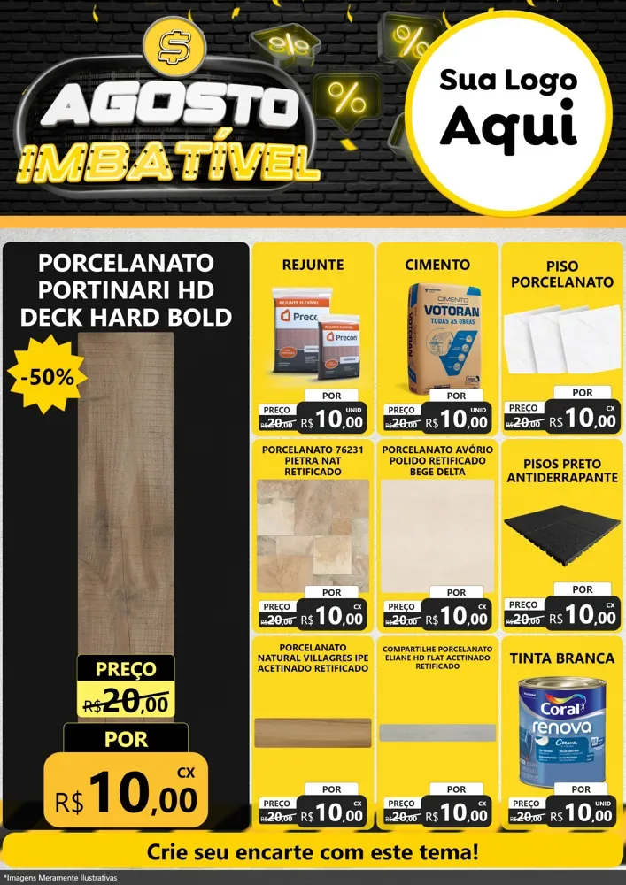 Modelo de Encarte para Encarte A4 Vertical com o tema Agosto Imbatível para Pisos e revestimentos