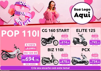 Modelo de Encarte para Encarte A4 Horizontal com o tema Dia da Mulher para Concessionaria de Motos