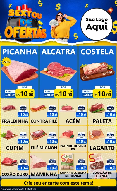 Modelo de Encarte para Encarte Grande com o tema Sextou de Ofertas para Açougue