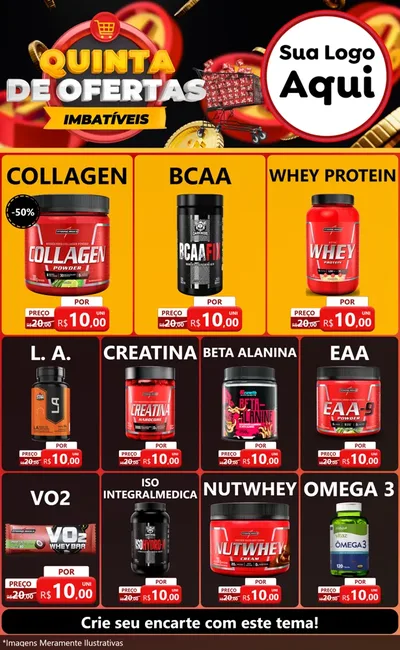 Modelo de Encarte para Encarte Grande com o tema Quinta de Ofertas Imbatíveis para Suplementos alimentares