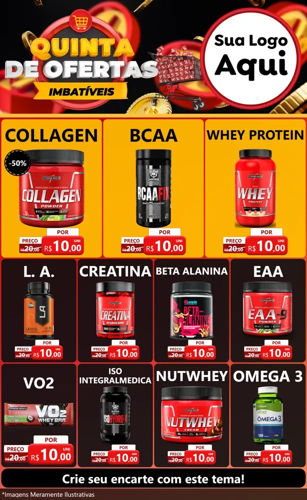 Modelo de Encarte para Encarte Grande com o tema Quinta de Ofertas Imbatíveis para Suplementos alimentares