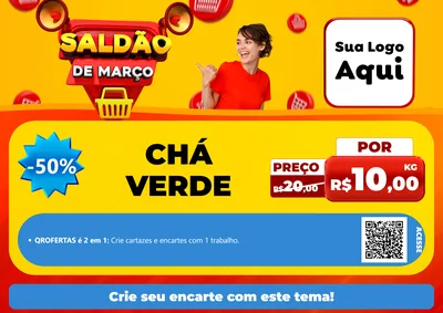 Modelo de Cartaz para Cartaz A4 Horizontal com o tema Saldão de Março para Produtos Naturais
