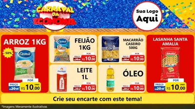 Modelo de TV para TV Horizontal com o tema Carnaval da Economia para Supermercado