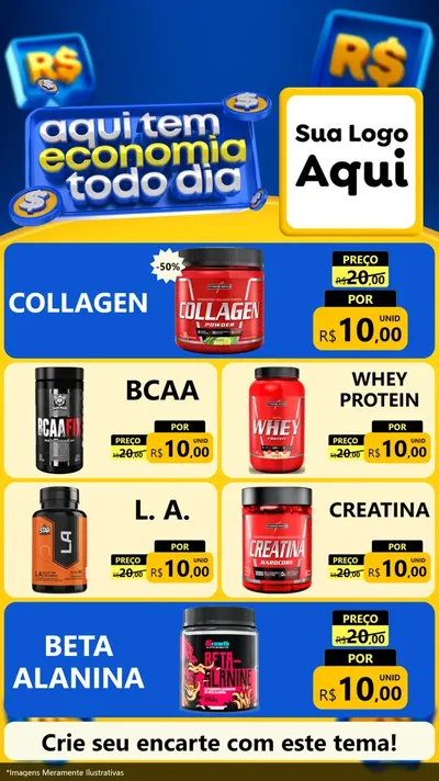 Modelo de TV para TV Vertical com o tema Aqui Tem Economia Todo Dia para Suplementos alimentares
