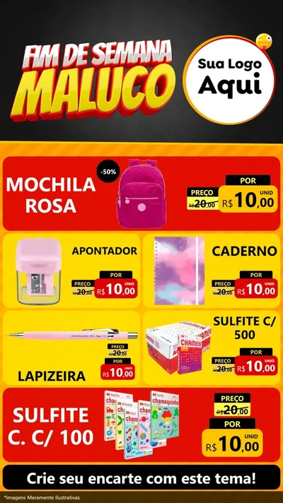 Modelo de TV para TV Vertical com o tema Final de Semana Maluco para Papelaria
