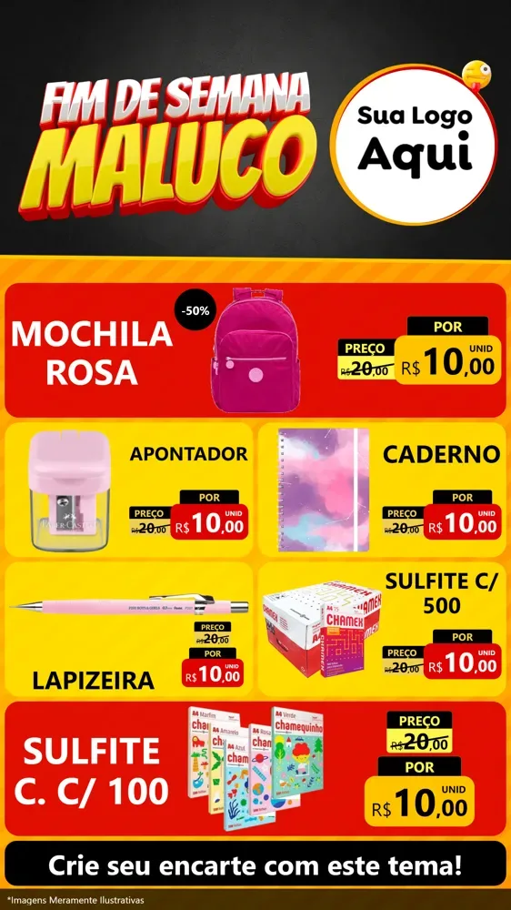 Modelo de TV para TV Vertical com o tema Final de Semana Maluco para Papelaria