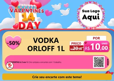 Modelo de Cartaz para Cartaz A4 Horizontal com o tema Valentine's Day para Distribuidora de bebidas
