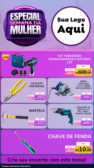 Modelo de TV para TV Vertical com o tema Especial Semana da Mulher para Maquinas e Ferramentas