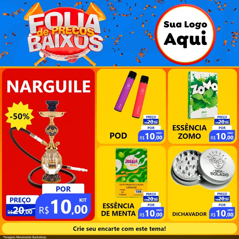 Modelo de Rede Social para Feed Facebook com o tema Folia de Preços Baixos para Tabacaria