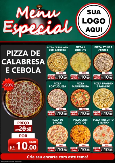 Modelo de Encarte para Encarte A4 Vertical com o tema Menu Especial para Pizzaria