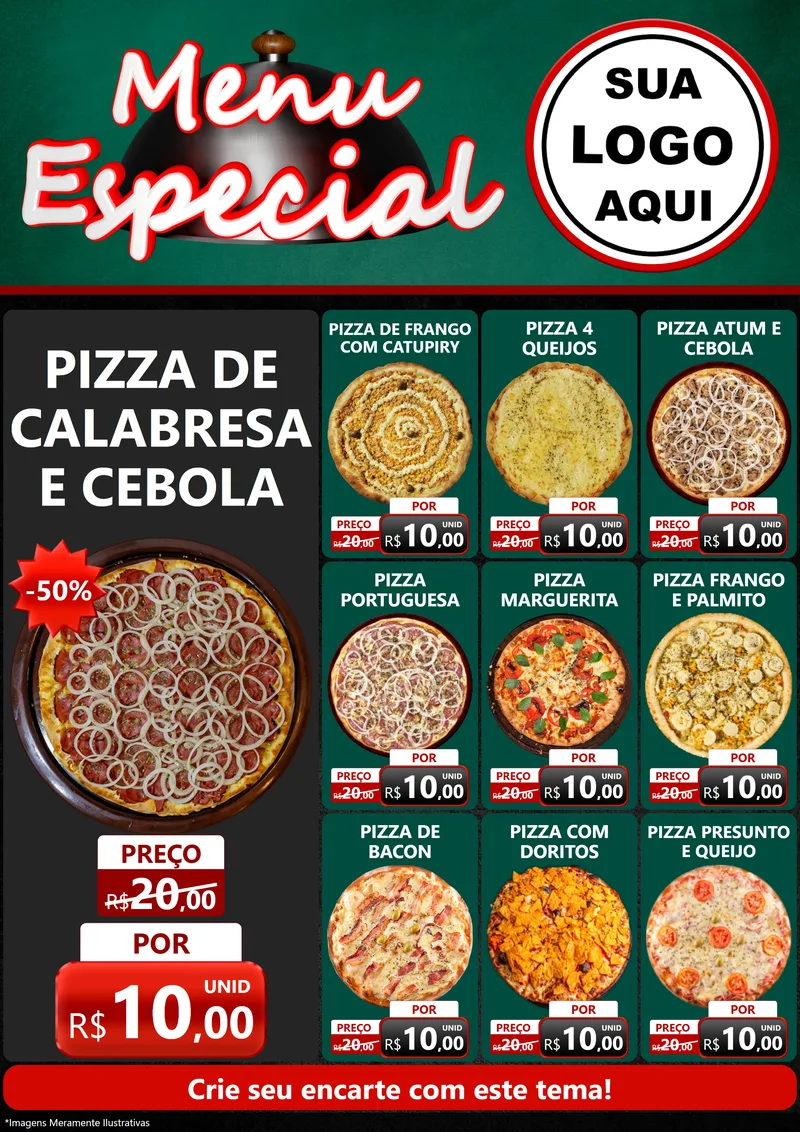 Modelo de Encarte para Encarte A4 Vertical com o tema Menu Especial para Pizzaria