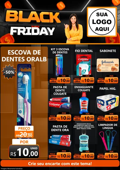 Modelo de Encarte para Encarte A4 Vertical com o tema Black Friday para Higiene Pessoal