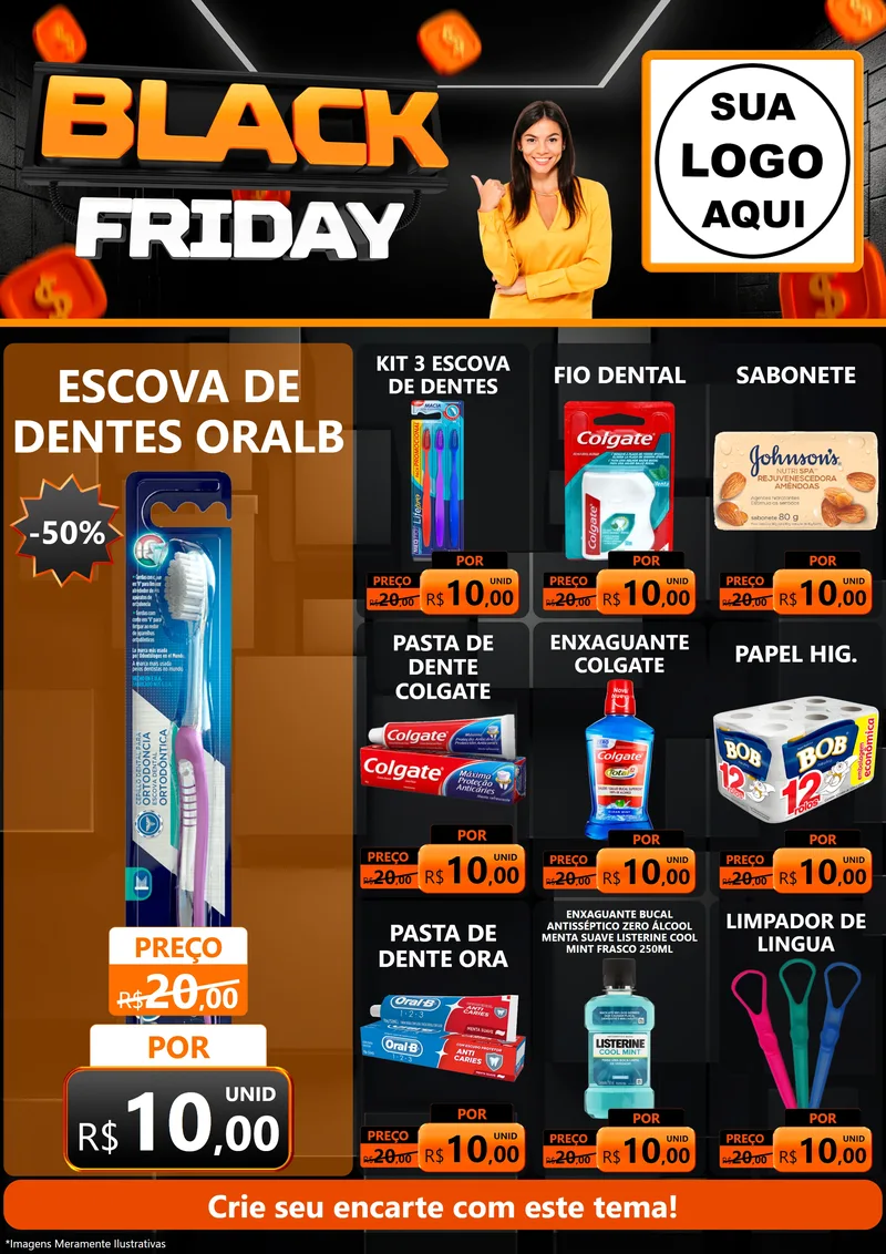 Modelo de Encarte para Encarte A4 Vertical com o tema Black Friday para Higiene Pessoal