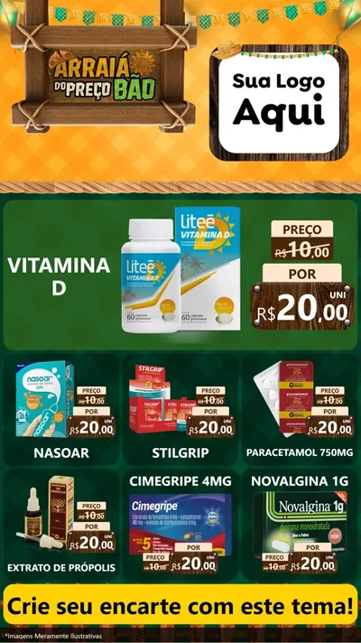 Modelo de Rede Social para Stories com o tema Arraiá do preço bão para Farmácia