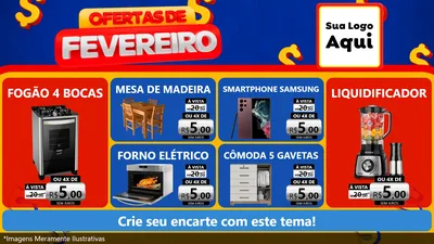 Modelo de TV para TV Horizontal com o tema Ofertas de Fevereiro para Móveis e Eletro