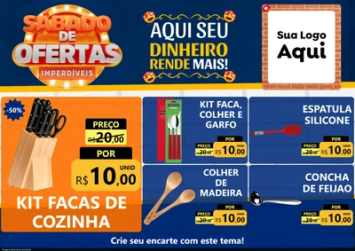 Modelo de Encarte para Encarte A4 Horizontal com o tema Sábado de Ofertas Imperdíveis para Utilidades Domésticas