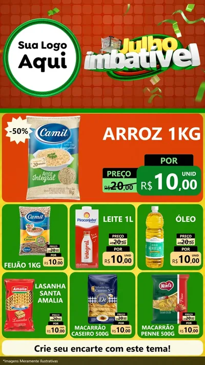Modelo de Rede Social para Stories com o tema Julho Imbatível para Supermercado