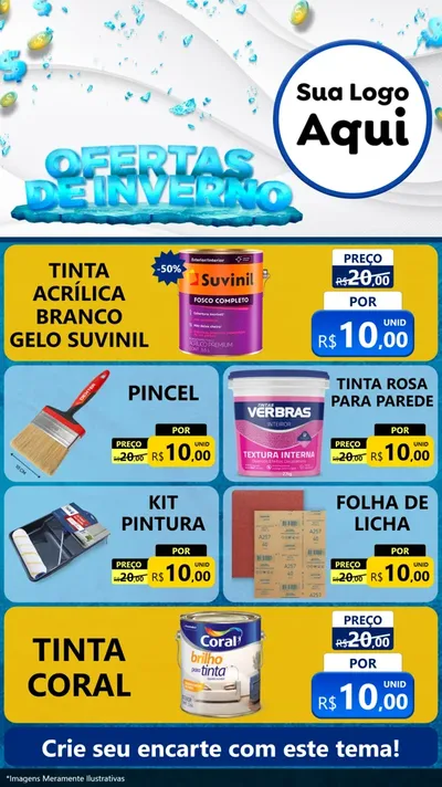 Modelo de TV para TV Vertical com o tema Ofertas de Inverno para Tintas e Ferramentas