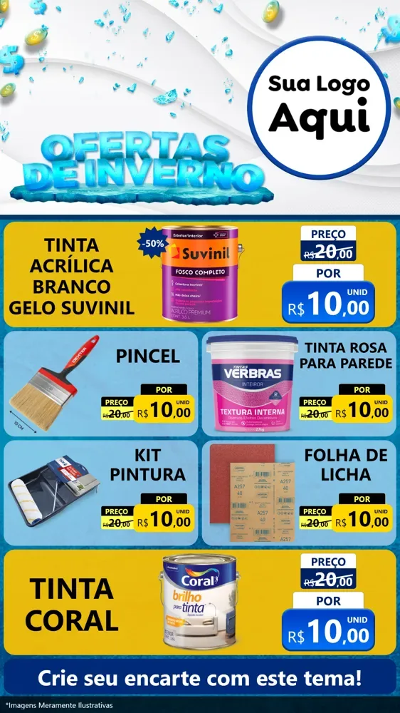 Modelo de TV para TV Vertical com o tema Ofertas de Inverno para Tintas e Ferramentas