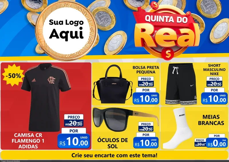 Modelo de Encarte para Encarte A4 Horizontal com o tema Quinta do Real para Roupas e acessórios