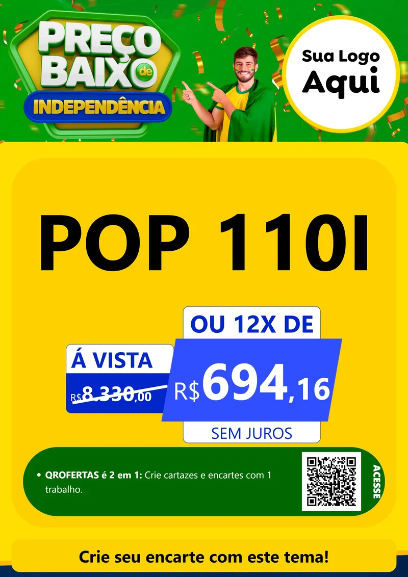 Modelo de Cartaz para Cartaz A4 Vertical com o tema Preço Baixo de Independência para Concessionaria de Motos