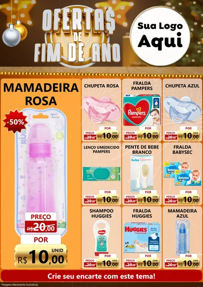Modelo de Encarte para Encarte A4 Vertical com o tema Ofertas de Fim de Ano para Bebês