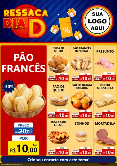 Modelo de Encarte para Encarte A4 Vertical com o tema Ressaca Dia D para Padaria