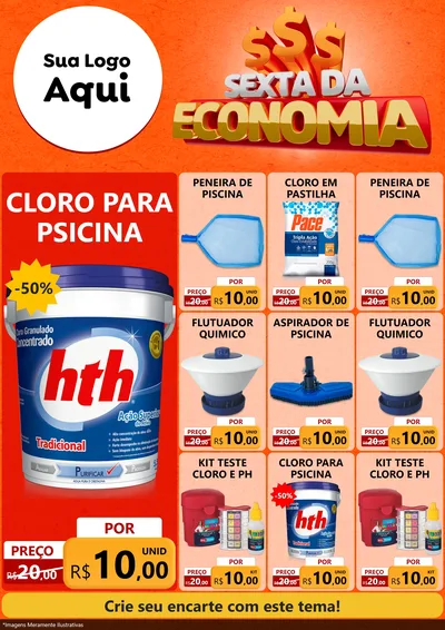 Modelo de Encarte para Encarte A4 Vertical com o tema Sexta da Economia para Produtos para Piscina