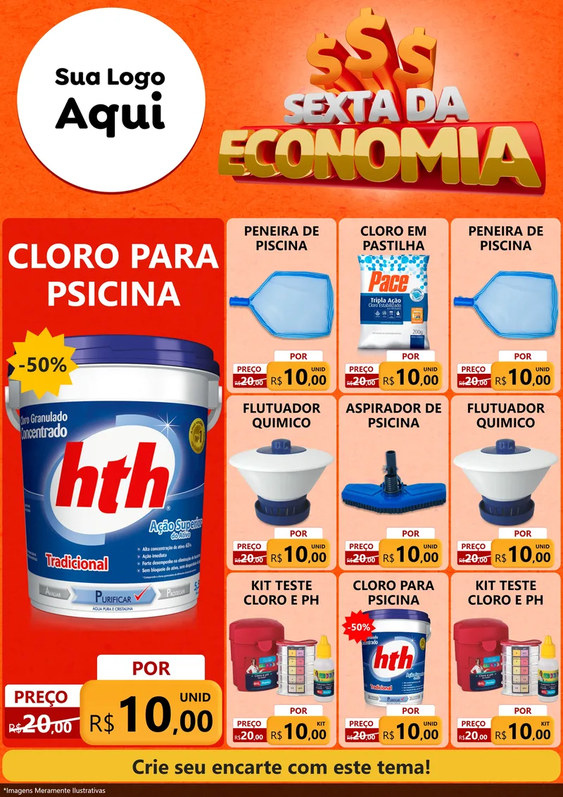 Modelo de Encarte para Encarte A4 Vertical com o tema Sexta da Economia para Produtos para Piscina