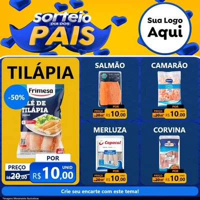 Modelo de Rede Social para Feed Facebook com o tema Sorteio Dia dos Pais para Peixaria