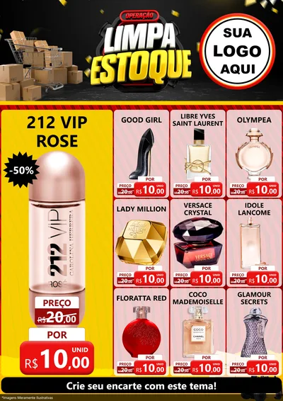 Modelo de Encarte para Encarte A4 Vertical com o tema Operação Limpa Estoque para Perfumes