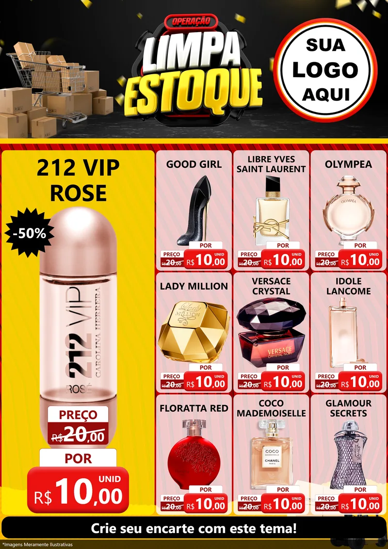 Modelo de Encarte para Encarte A4 Vertical com o tema Operação Limpa Estoque para Perfumes