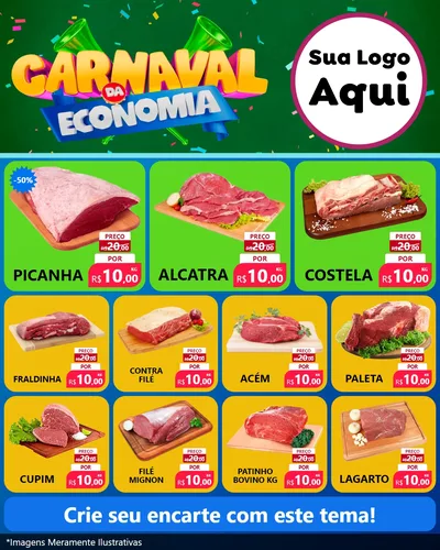 Modelo de Rede Social para Feed Instagram com o tema Carnaval da Economia para Açougue