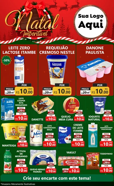 Modelo de Encarte para Encarte Grande com o tema Natal Imperdível para Frios e Laticínios