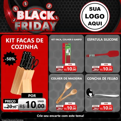 Modelo de Rede Social para Feed Facebook com o tema Black Friday para Utilidades Domésticas