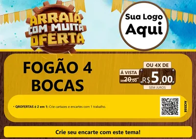 Modelo de Cartaz para Cartaz A4 Horizontal com o tema Ofertas de São João - Junina para Móveis e Eletro
