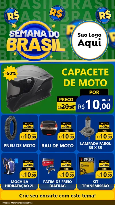 Modelo de Rede Social para Stories com o tema Semana Do Brasil para Moto peças