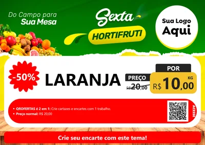 Modelo de Cartaz para Cartaz A4 Horizontal com o tema Sexta hortifruti para Hortifrúti