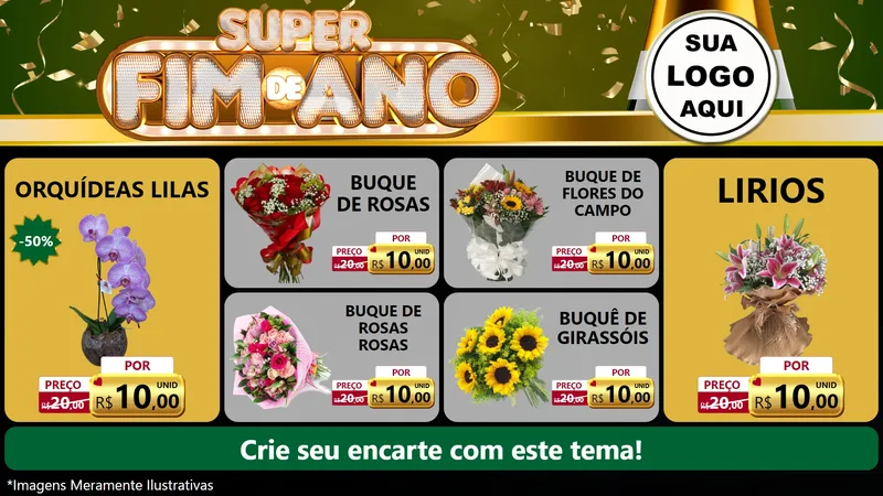 Modelo de TV para TV Horizontal com o tema Super Fim de Ano para Floricultura e jardim