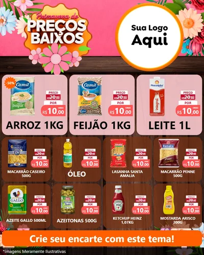 Modelo de Rede Social para Feed Instagram com o tema Primavera de Preços Baixos para Supermercado