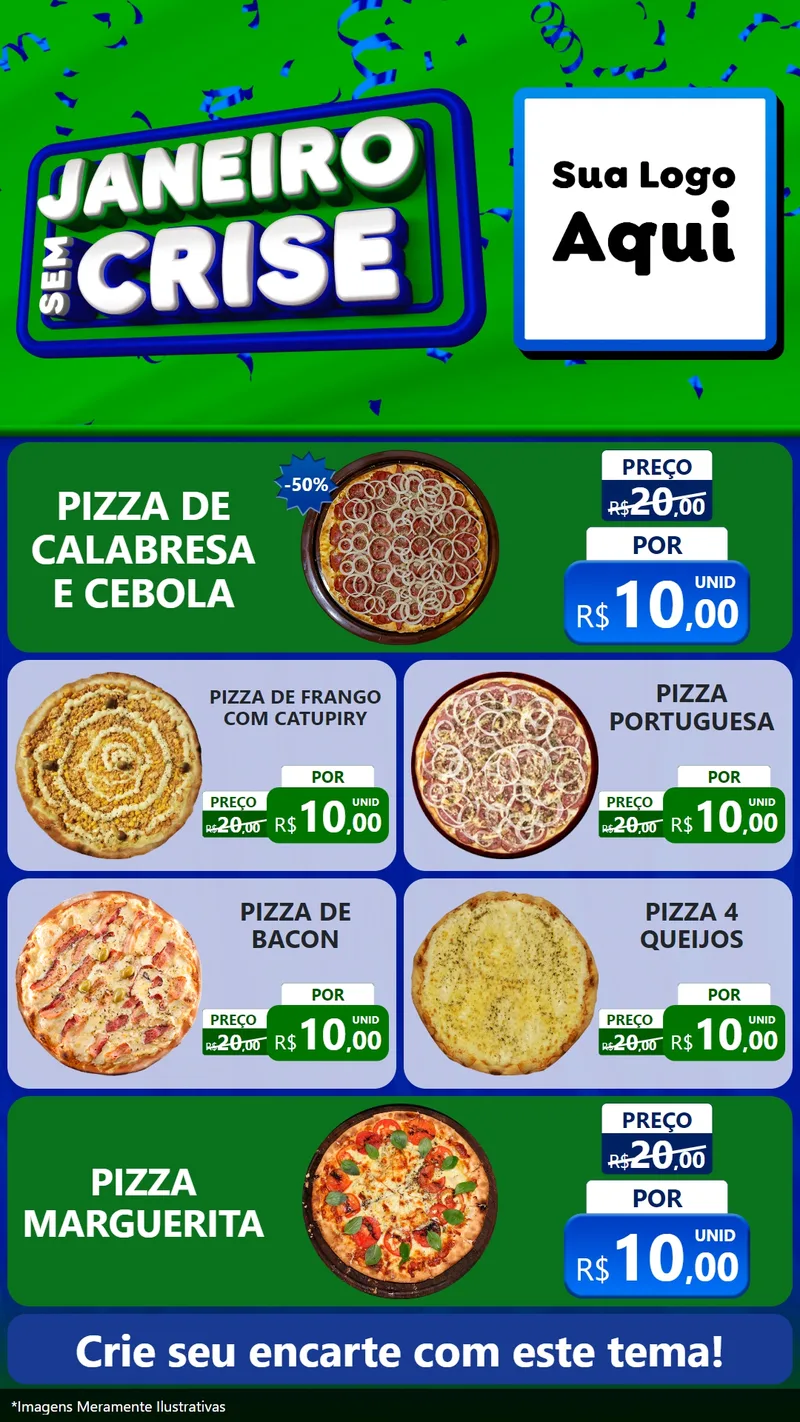 Modelo de TV para TV Vertical com o tema Janeiro Sem Crise para Pizzaria